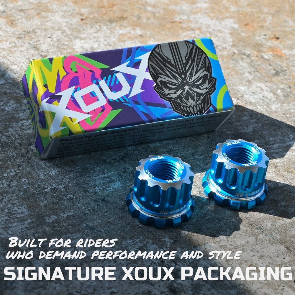 XOUX AX-A BMX Axle Nuts 10MM, Blue