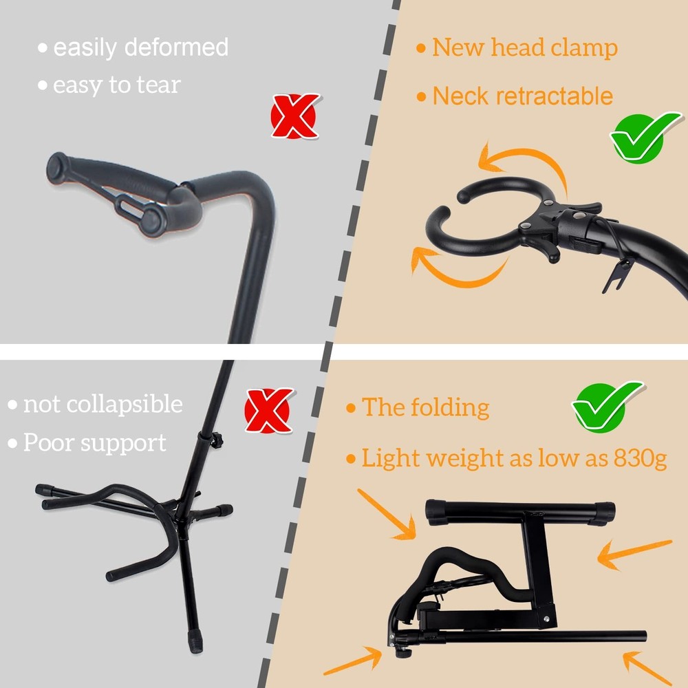 Acoustic Guitar Stand Floor Folding A Frame with Secure Lock Upgrade Adjustab...