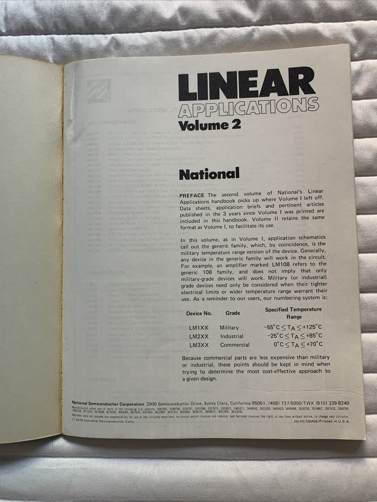 Vintage 1973 NATIONAL SEMICONDUCTOR Linear Applications, Vol 2