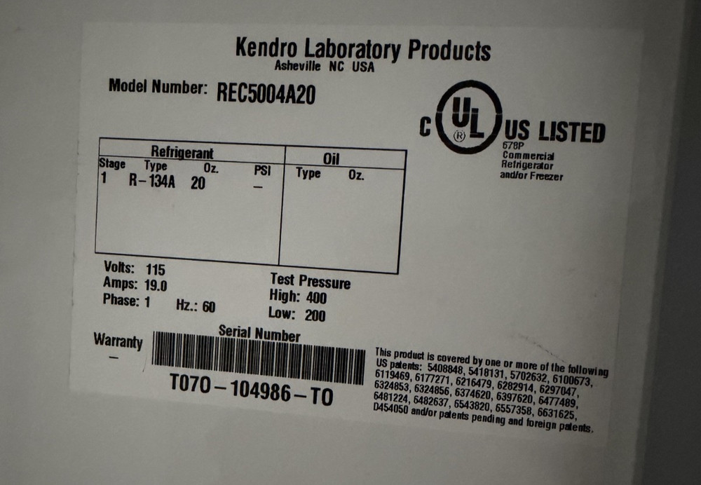 Revco REC5004A20 Chromatography Refrigerator