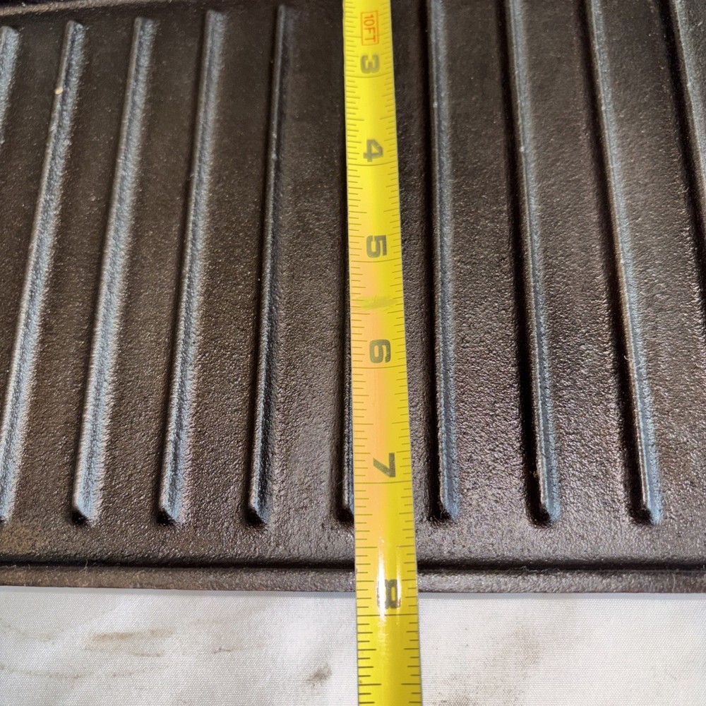 RESTORED Rectangular Cast Iron Double Burner Griddle, Reversible SEASONED