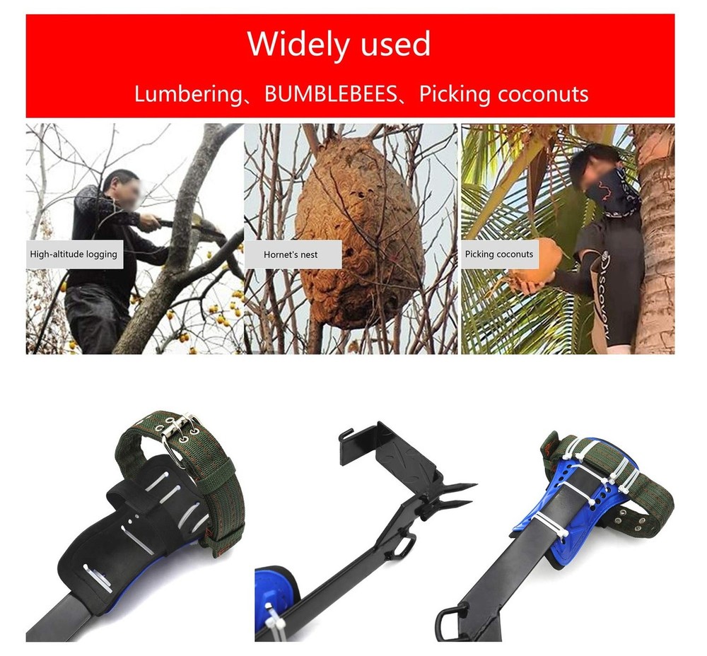 HTTMT- Tree/Pole Climbing Spike Set Safety Belt Strap Rope Adjustable Stainle...