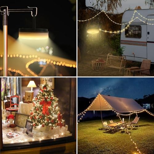 Solar Camping String Lights, 39.4FT Portable Waterproof Camping Light 1 Pack