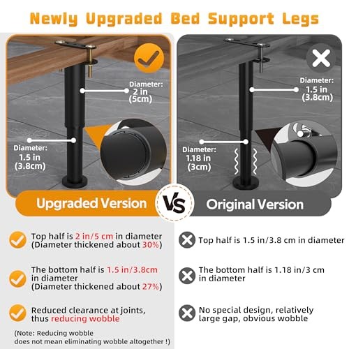 4 Pcs Adjustable Height Bed Support Legs Bed Frame Center Support 7.08-13 inch