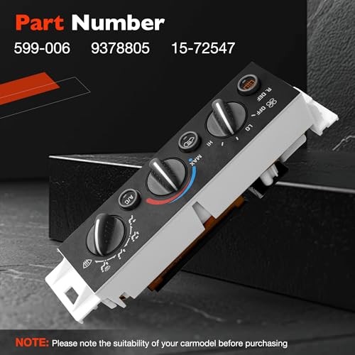 599-006 Front Climate Control Module A/C With Rear Window Defogger Switch