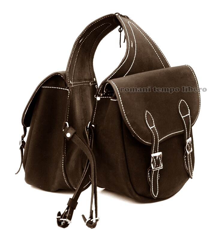 Rear Leather Saddlebags with 2 Pockets Saddle Bag