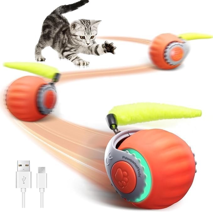 Interactive Smart Cat Toy - Automatic Moving Ball with Rechargeable Tail