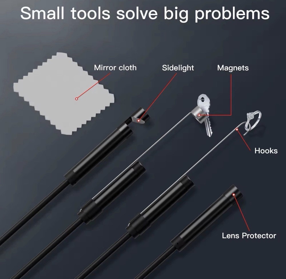 Endoscope Camera with Light for iPhone and Android, 16.5ft Semi-Rigid Snake