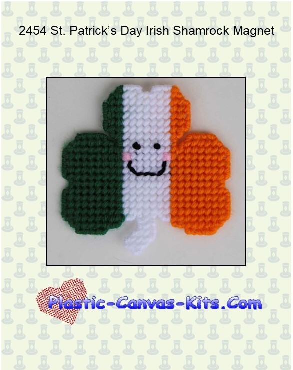 St. Patrick's Day Irish Shamrock Magnet-Plastic Canvas Pattern/Kit