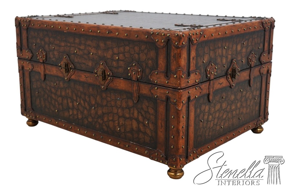 L67479: MAITLAND SMITH Gator Pattern Leather Storage Trunk