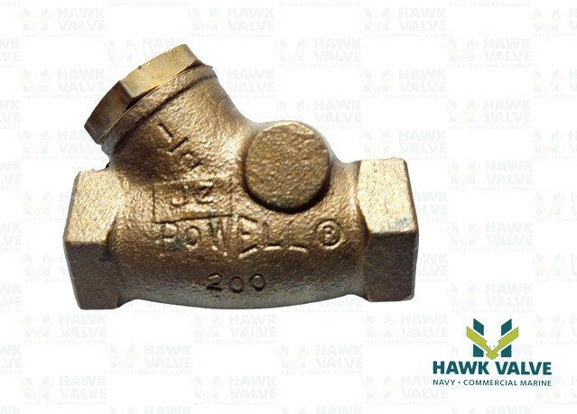 1/2" BRONZE 200 / 400 THREADED Y-PATTERN SWING CHECK VALVE - POWELL FIG.560