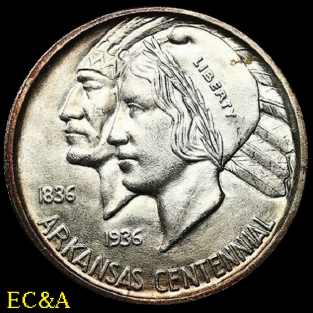 1936-S ARKANSAS CENTENNIAL SILVER COMMEMORATIVE GEM++ (CM019)