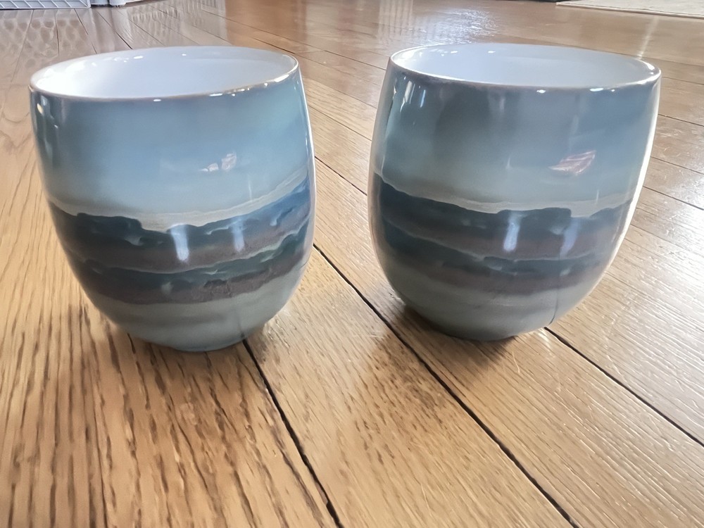 Two Denby-Langley Azure Coast Mugs