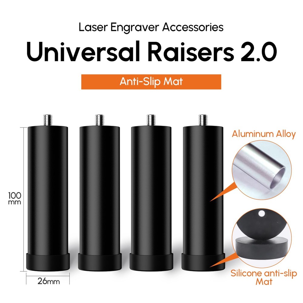 Algolaser 4pcs 100mm (4") Laser Engraver Riser for Alpha/Delta/DIY KIT