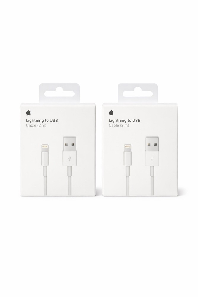 (2 Pack) Apple 6.6 Ft Lightning to USB Charge Cable - White