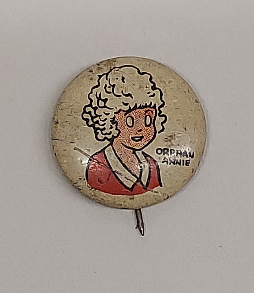 1940's Kellogg's Cereal PEP Orphan Annie Comic Strip Pinback Button Pin