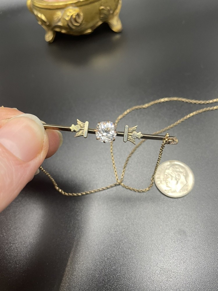 Antique Paste Rhinestone Pin Conversion Necklace