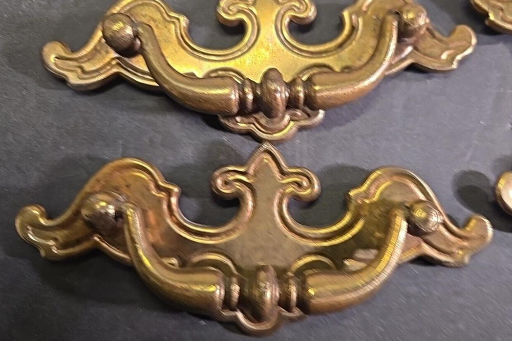 Lot 9 Mixed Brass Batwing Chippendale Double Hole Drawer Pull Handles 2 Sizes