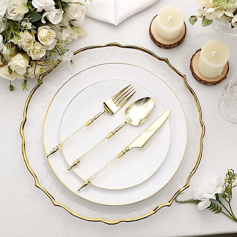 24 Plastic Cutlery Roman Column Handle Spoon Fork Knife Set Party Home Tableware