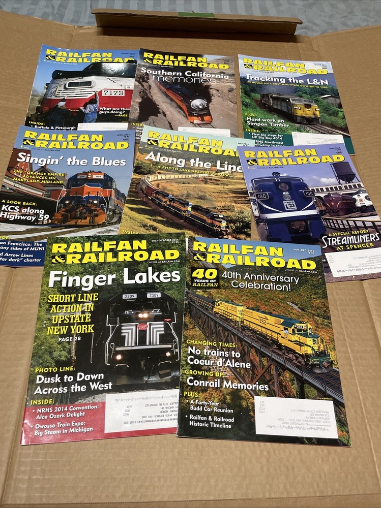 8 issues -Year 2014 RAILFAN & RAILROAD magazines Volume 33 issues 1-12