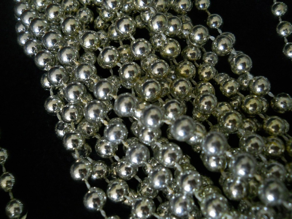 96' Silver Plastic String Beads / Crafts