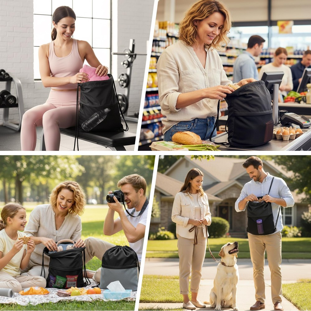 TILYMOL Drawstring Backpack Gym Bag - String for 20L, 1 Pack-black