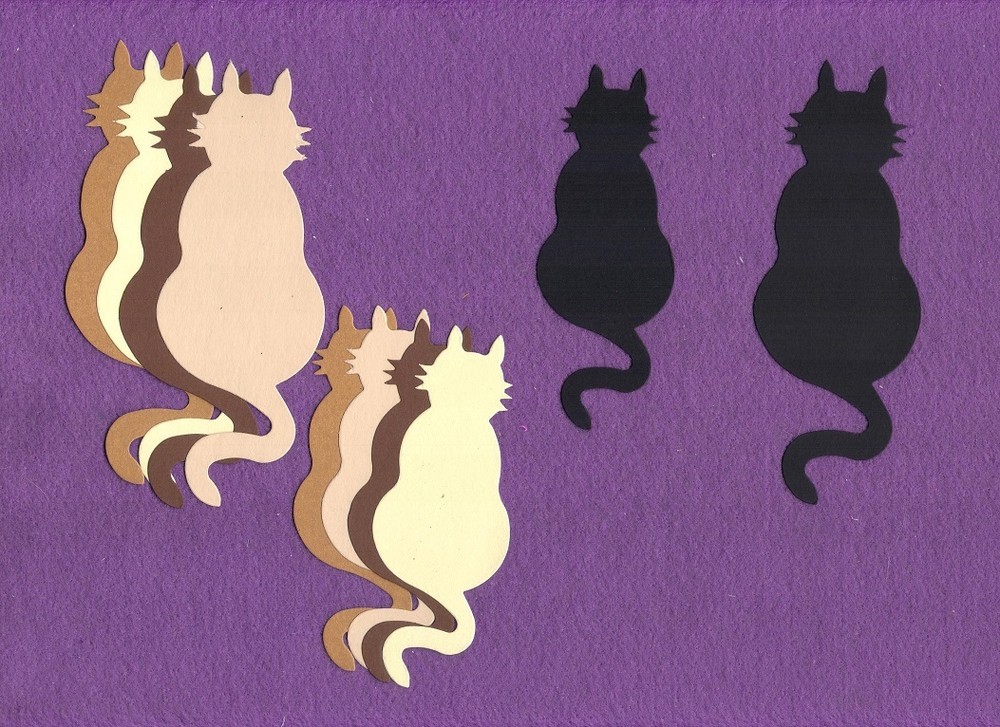 CAT SITTING 2 die cuts scrapbook cards