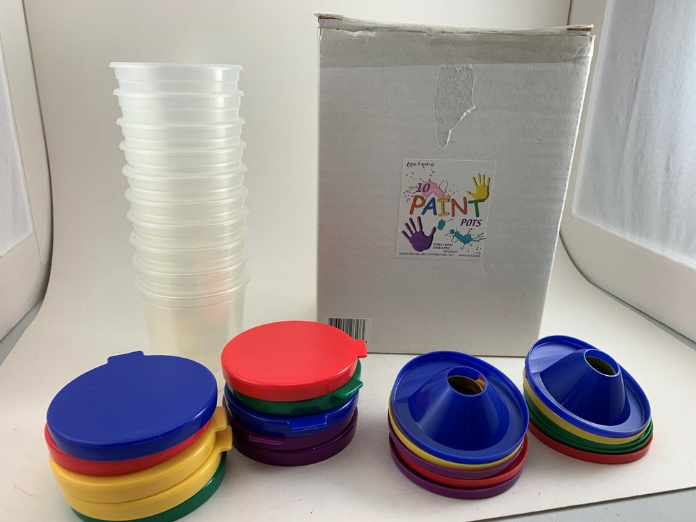 NEW 10 PC. EMPTY PAINT POTS FOR CRAFTS AND SCHOOL PROJECTS