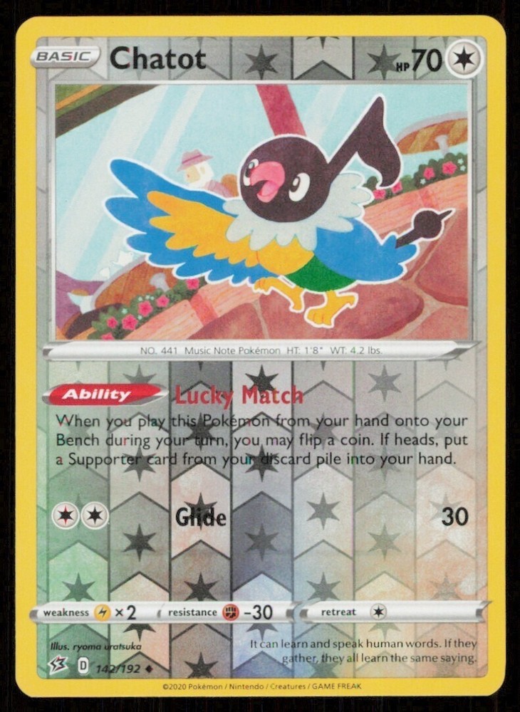 Pokemon -Chatot -142/192 - Reverse Holo  - NM/M