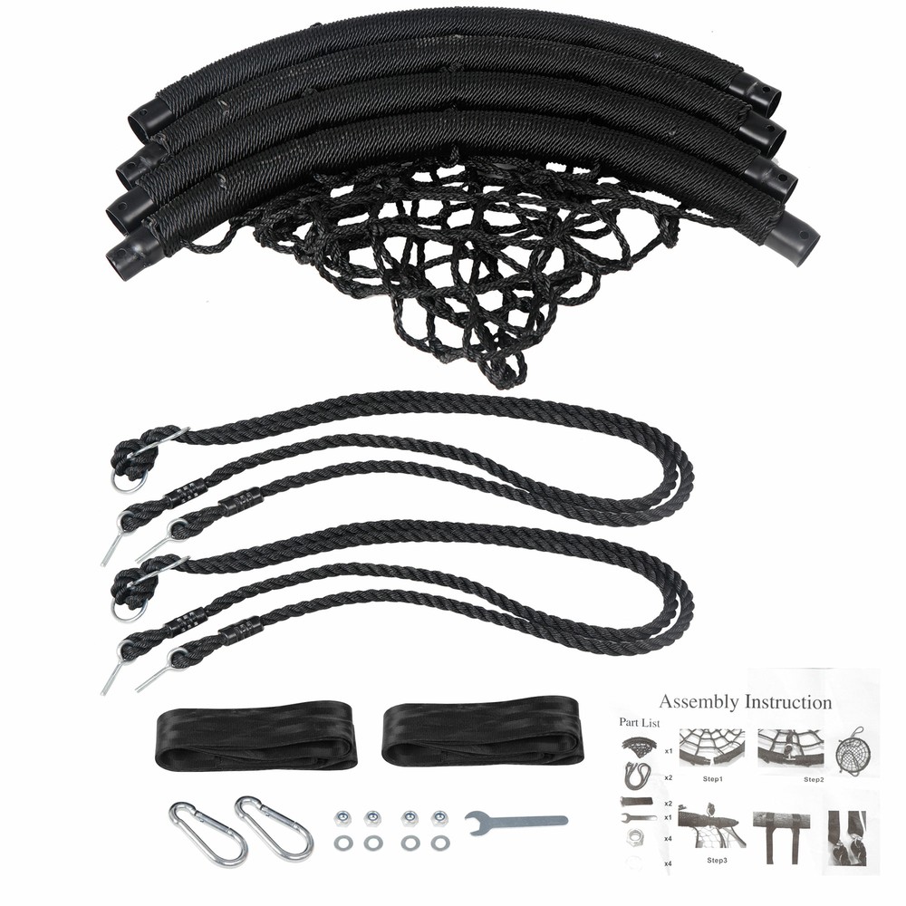 A-Frame Swing Stand Yard Lawn Playground + 48'' Spider Web Tree Swing Net