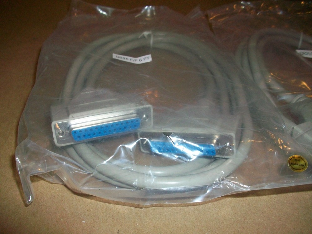 2pc DB25 Serial Cable Female / Female 6' NEW