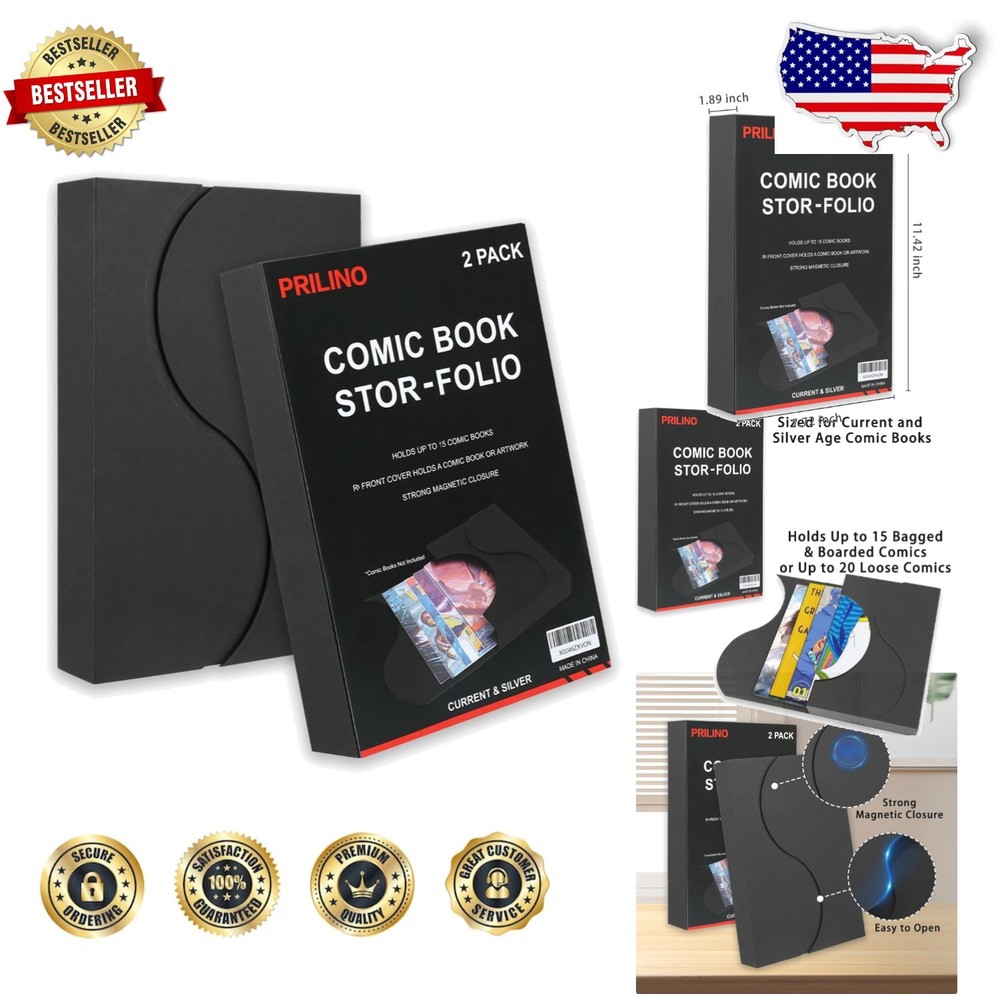 Portable Black Comic Folio 2-Pack: Lightweight, Magnetic, Silver Age Ready