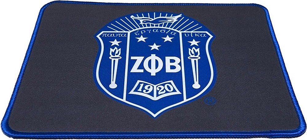 Zeta Phi/&Phi; Beta Shield Hemmed Mouse Pad [Grey - 9.5" x 8" x 0.1"]