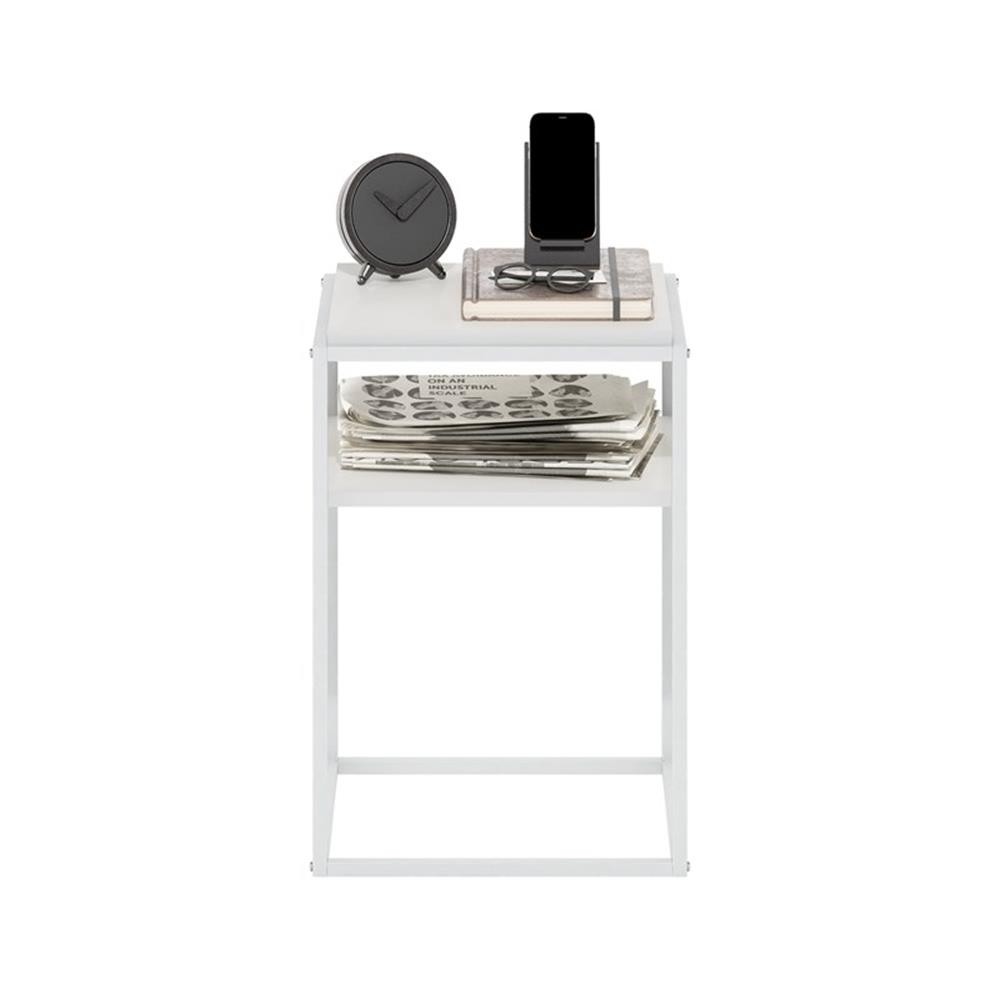 Pemberly Row Modern Stackable Shelf in 2-Tier in Solid White