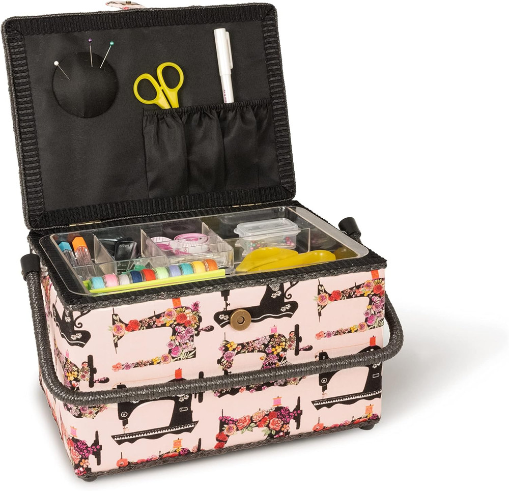 Large Sewing Basket, Pink Sewing Machines