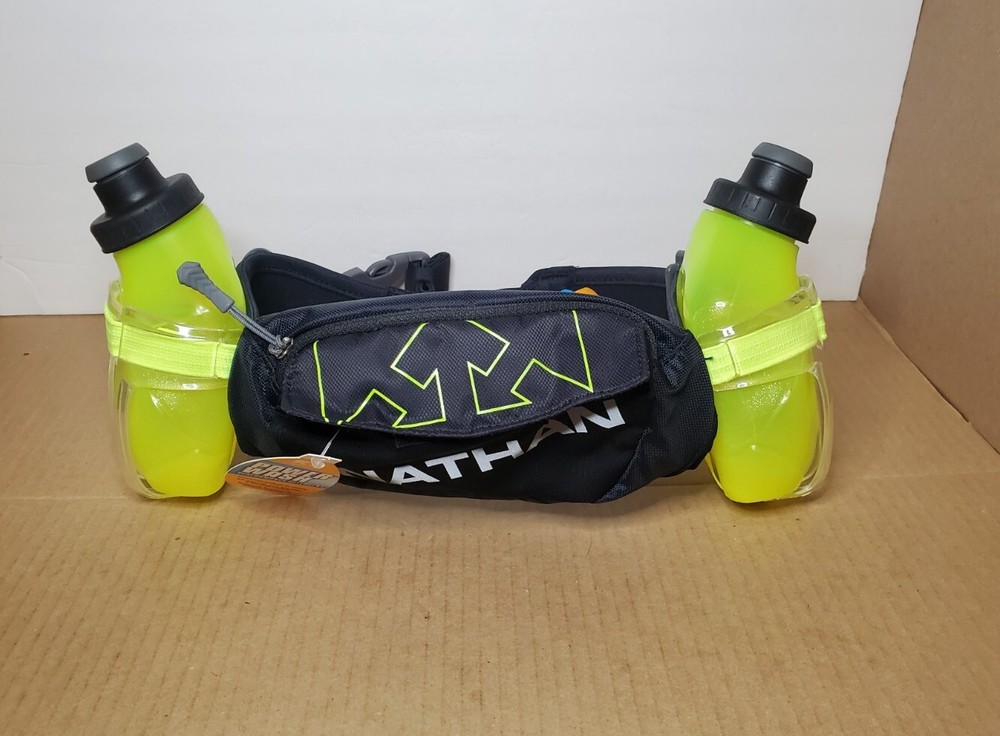 Nathan Hydration Adjustable Running Belt Trail Mix Plus Black / Lime Green - NWT