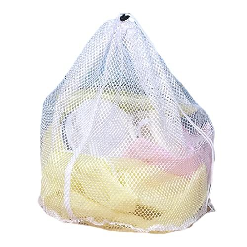Small Commercial Mesh Laundry Bag with Handle and Drawstring for Dormitory,