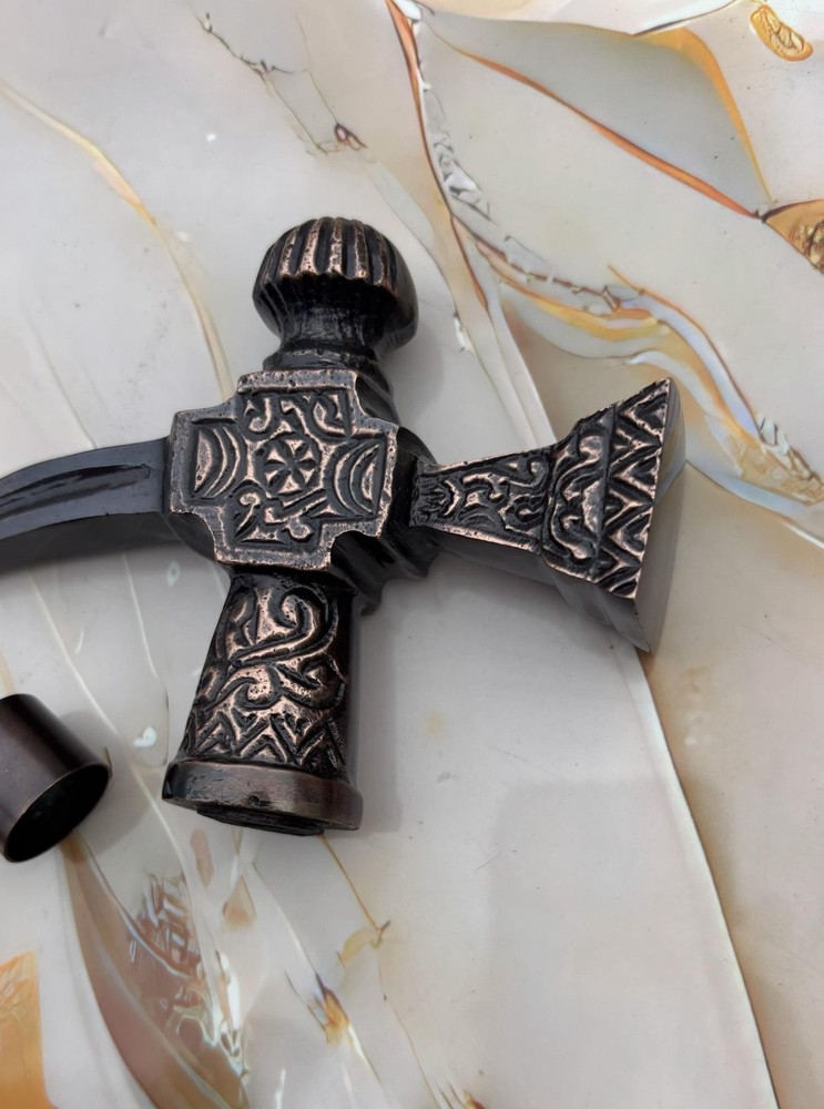 Hand-Engraved Solid Brass Walking Stick Handle Antique Style Cane Grip