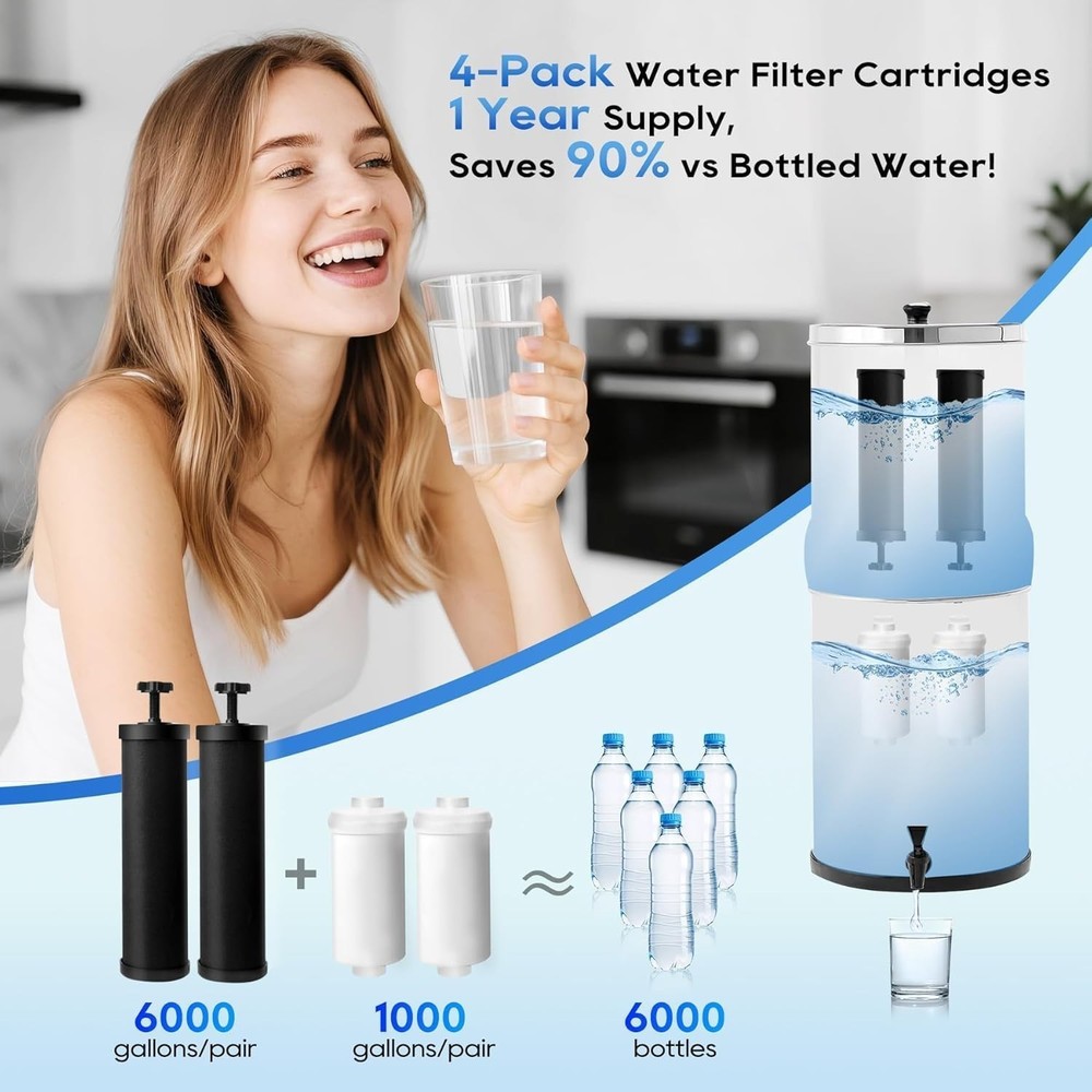 Gravity Water Filter Replacement,for Berkey Black Carbon BB9-2 Purification E...