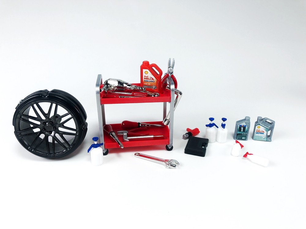 1/18 Diorama 11pc Repair Model Props Garage Workshop Tuning Tools Accessories
