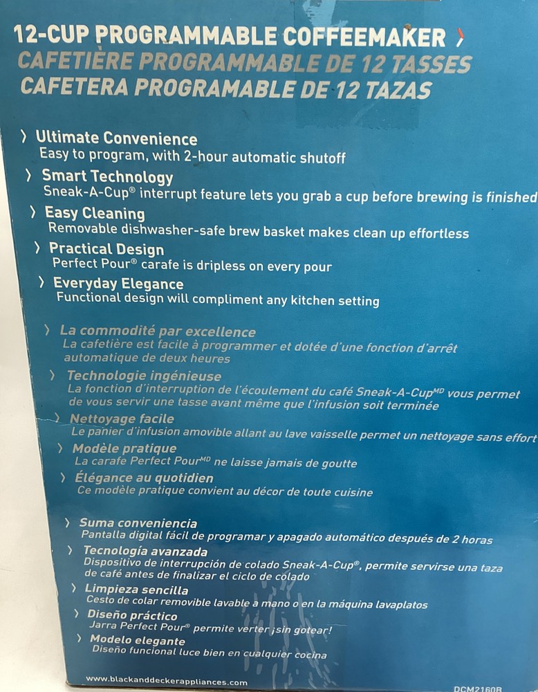 Black & Decker Home DCM2160B 12 Cup Programmable Coffeemaker BRAND NEW