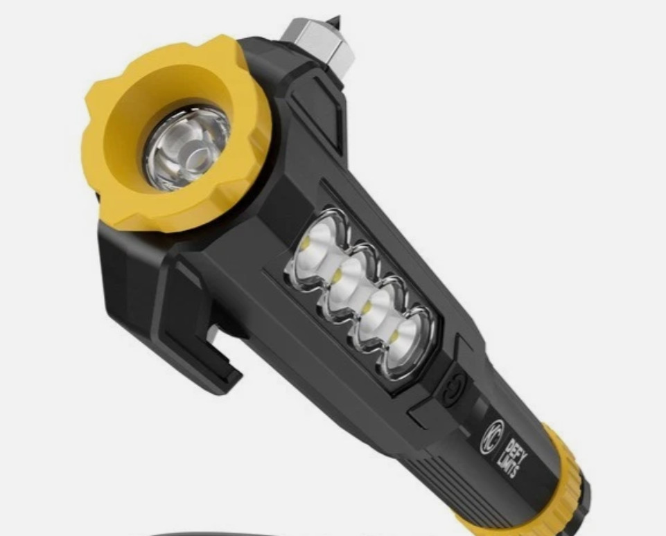 KC Auto Light with Emergency Tool, 1000 Lumen Rechargeable Flashlight Set