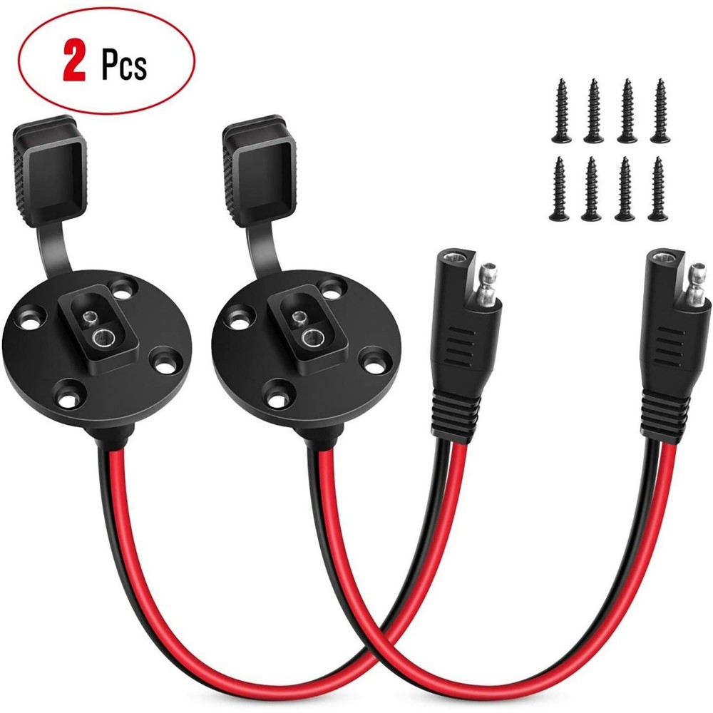 2 Pack - SAE Power Socket Sidewall Port, Universal SAE Quick Connect Solar