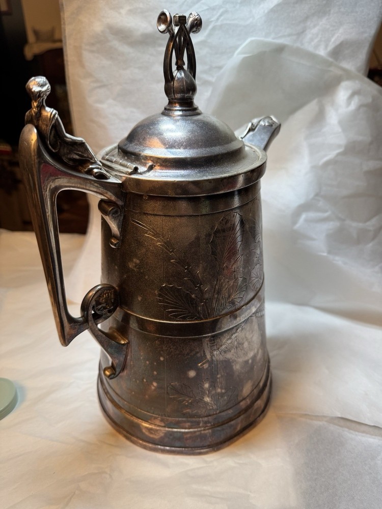 Rare large silver plate Masonic water pitcher by Reed & Barton, ca.