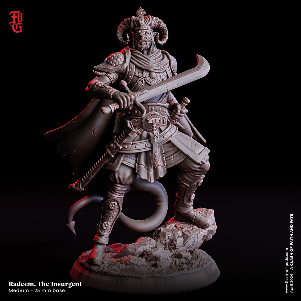 DnD Radeem Tiefling Warrior Mini 32mm Scale