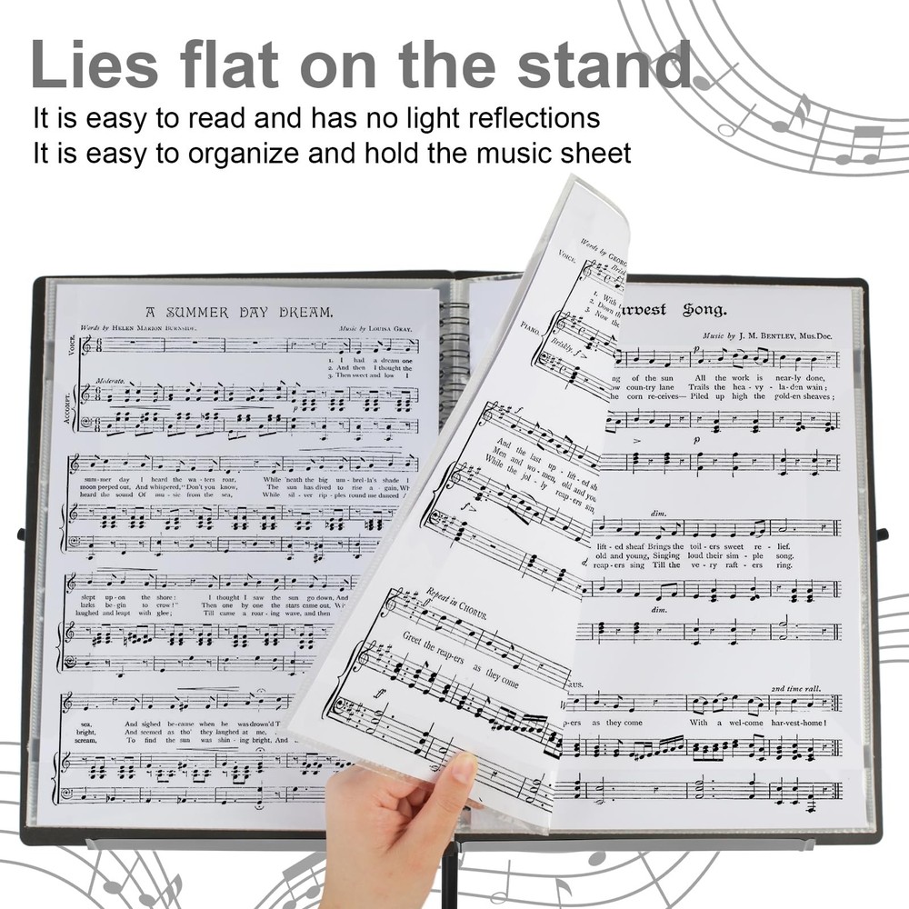 Sheet Music Folder, Premium Spiral Binder Organizer for Black