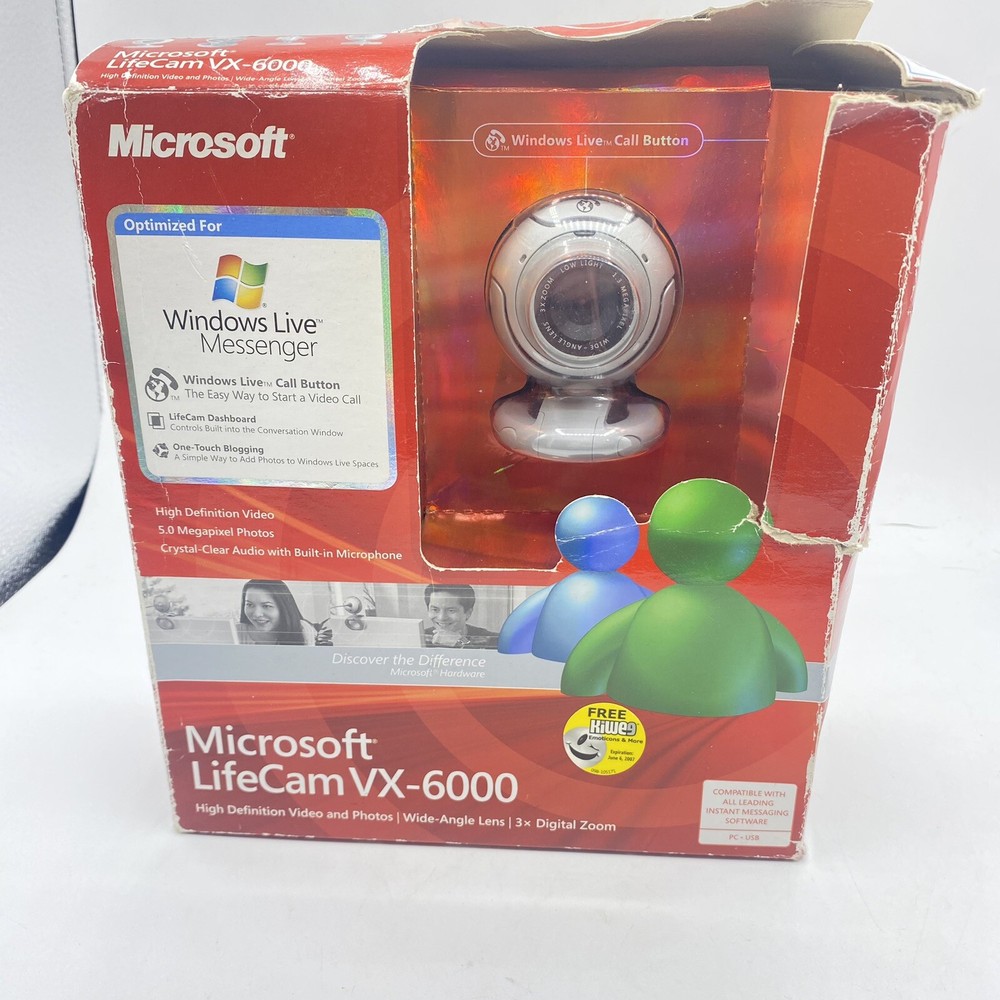 Microsoft LifeCam VX 6000 High Definition Digital Computer Camera Webcam - NEW