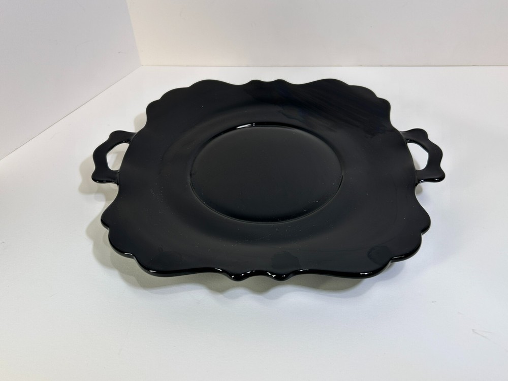 Vintage L.E. Smith, Black Amethyst, Handled Square Dish, Beautiful.