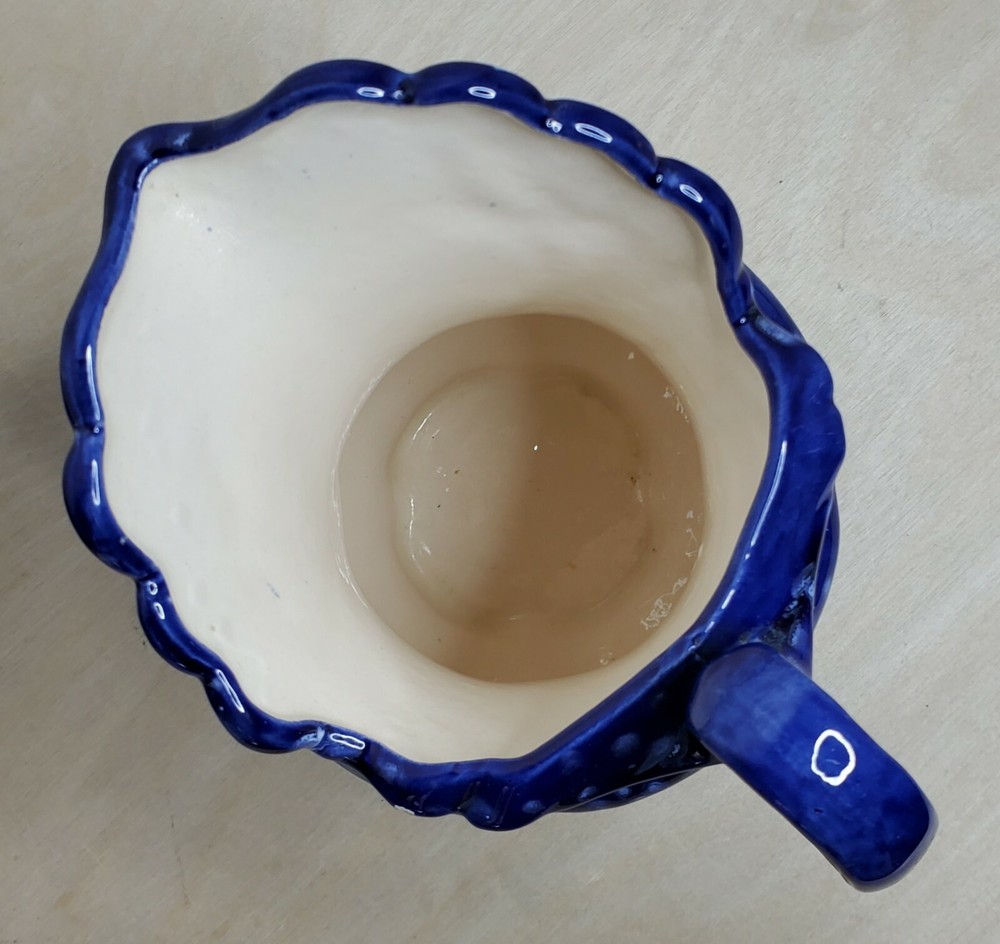Small Water Pitcher w/ Basin Washing Bowl Cobalt Blue Ceramic For Tiny Space