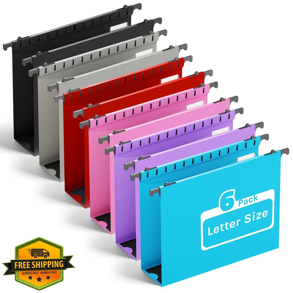 Ansook Hanging File Folders Letter Size Extra Capacity 6 Pack